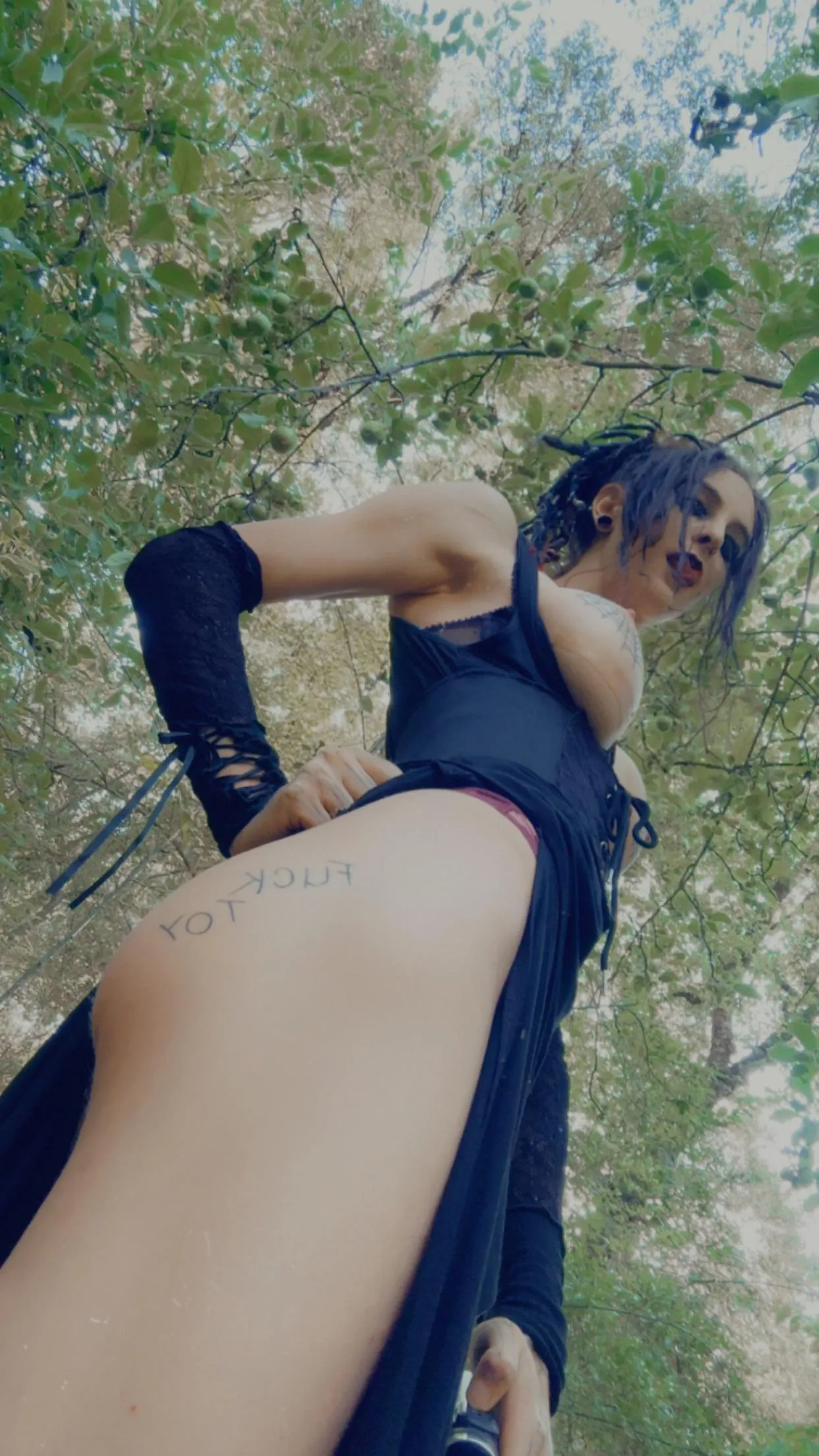 Just a goth “fuck toy” in the woods