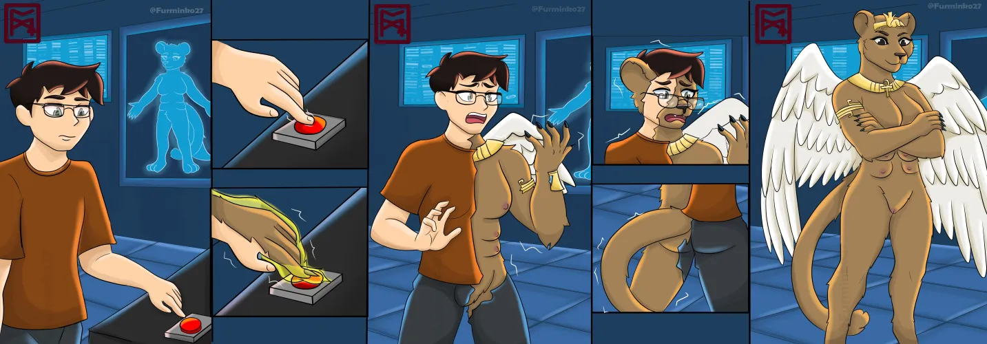 YCH TF DONT PRESS THE RED BUTTON (Comic page) FEMALE SPHINX Furminko27 (art by me)