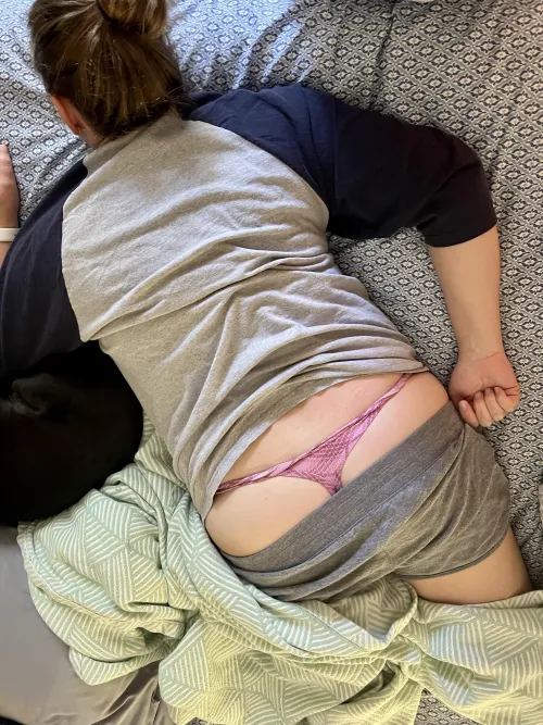 Pink thong peeking at you