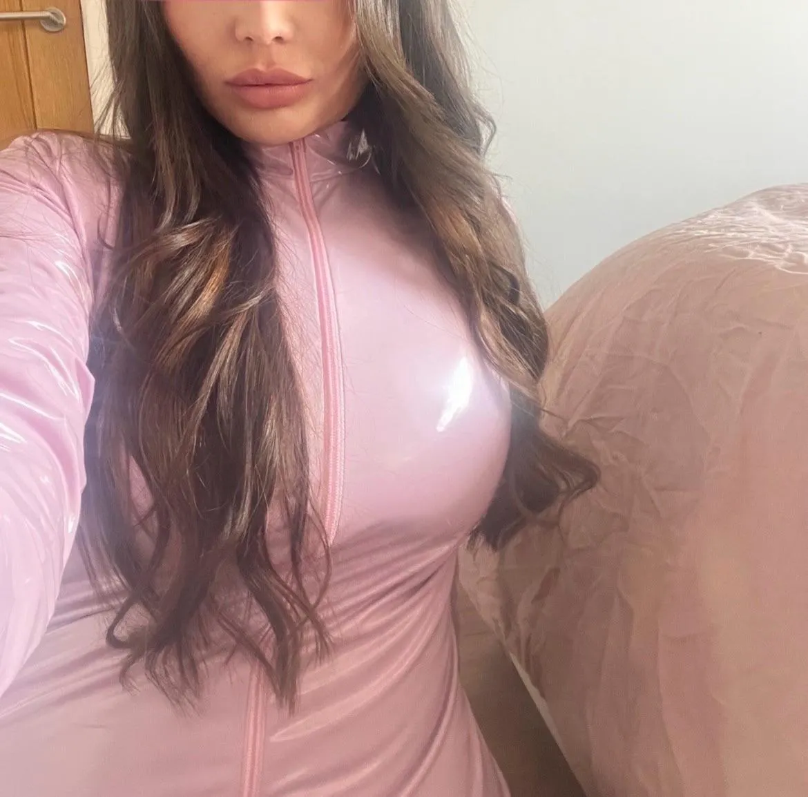 This time my catsuit matches my bed 💞💖🫦 I am cosplaying as a big girl 🫶🏼