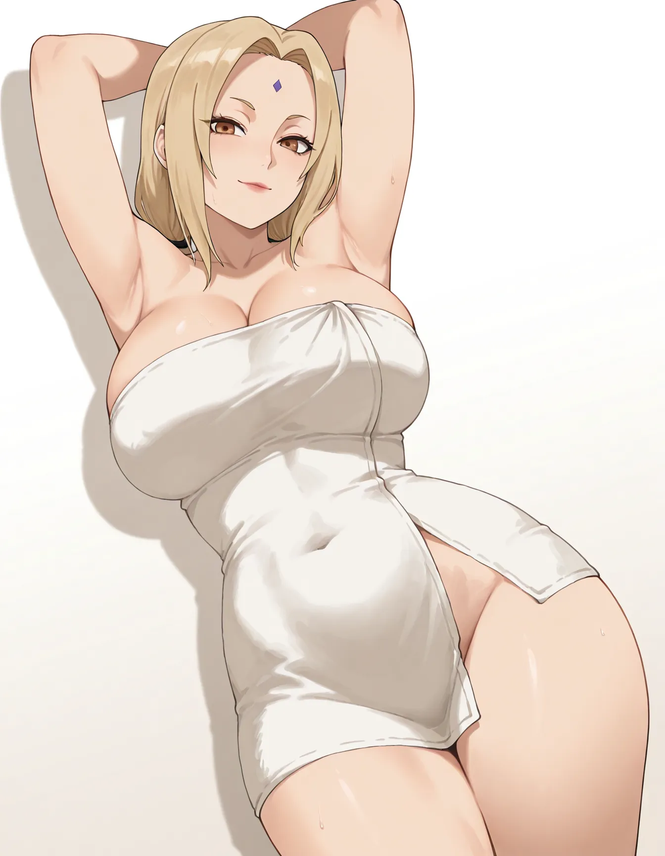 Tsunade's curvy body covered by a towel 🍃