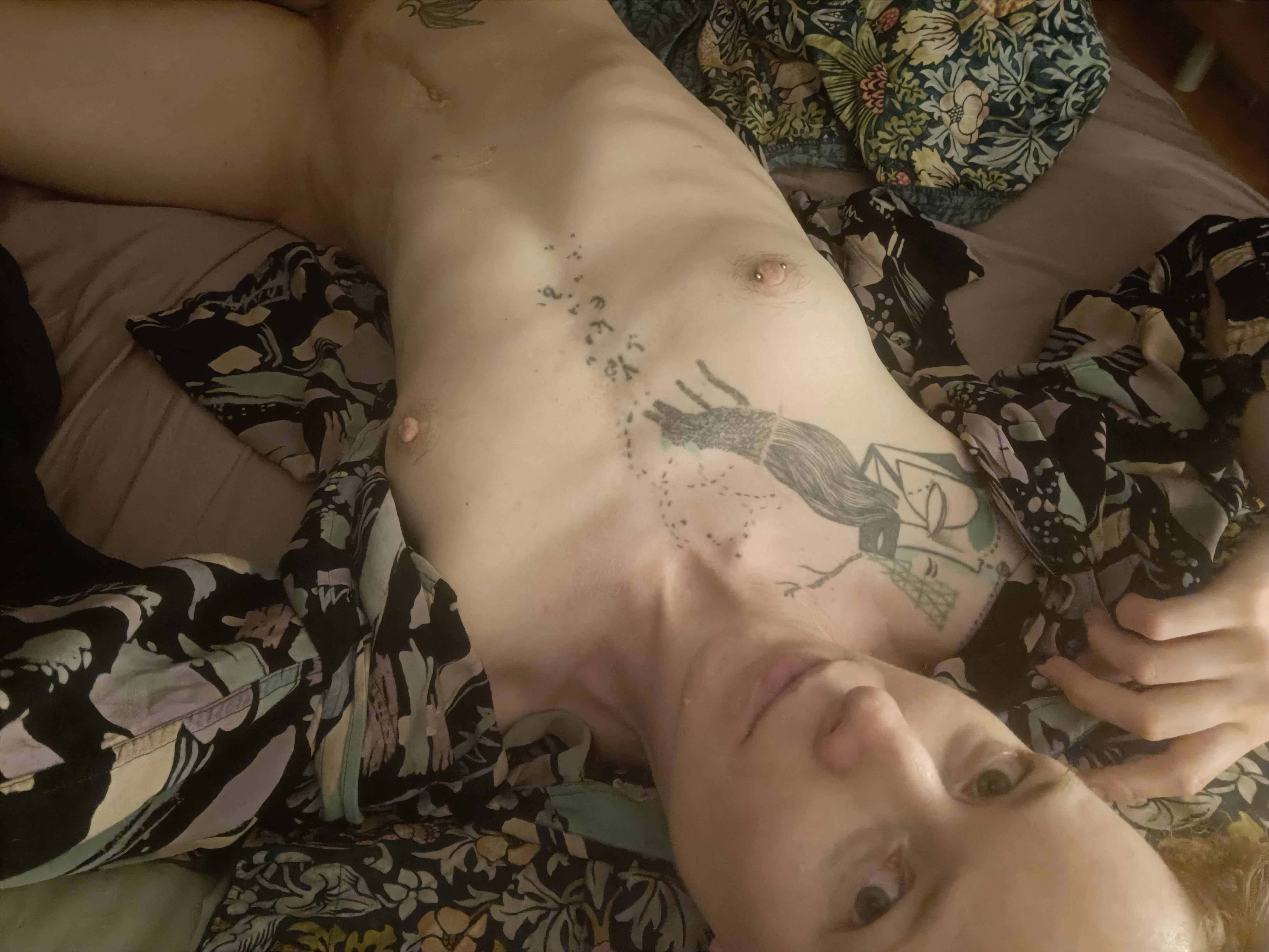 Tiny tits in bed on a hot night