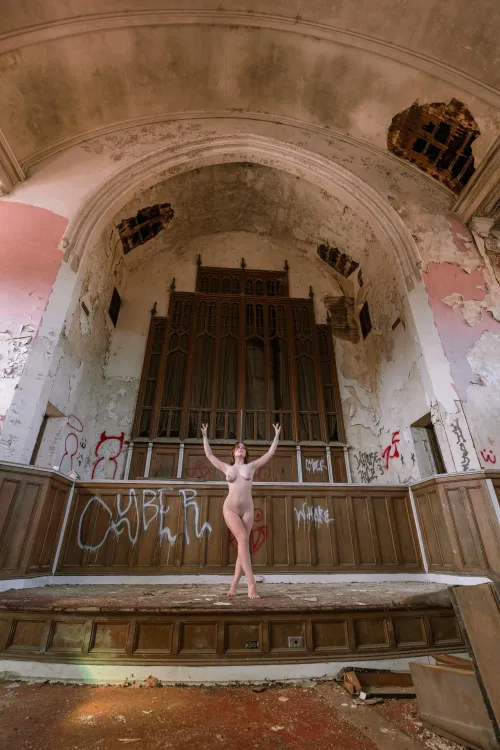 naked in an abandoned church