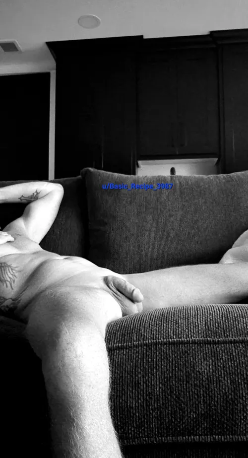 Relaxing after work, and yes I showered before laying on the couch