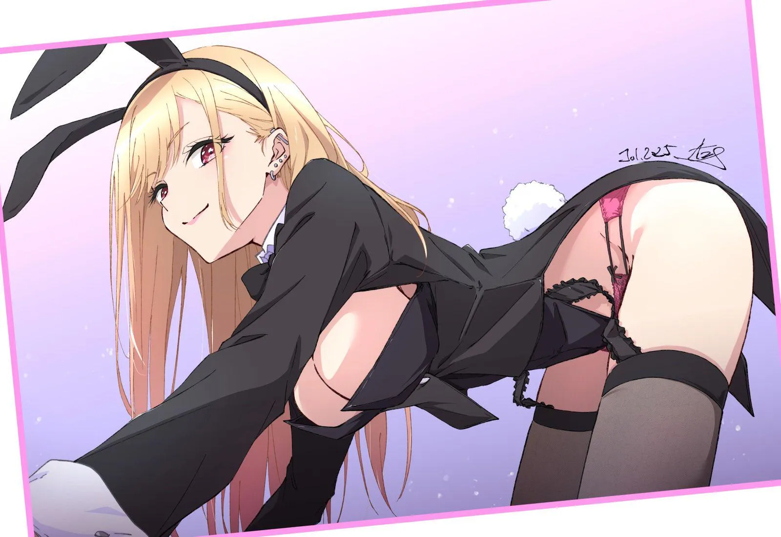 Bunny Marin on all fours