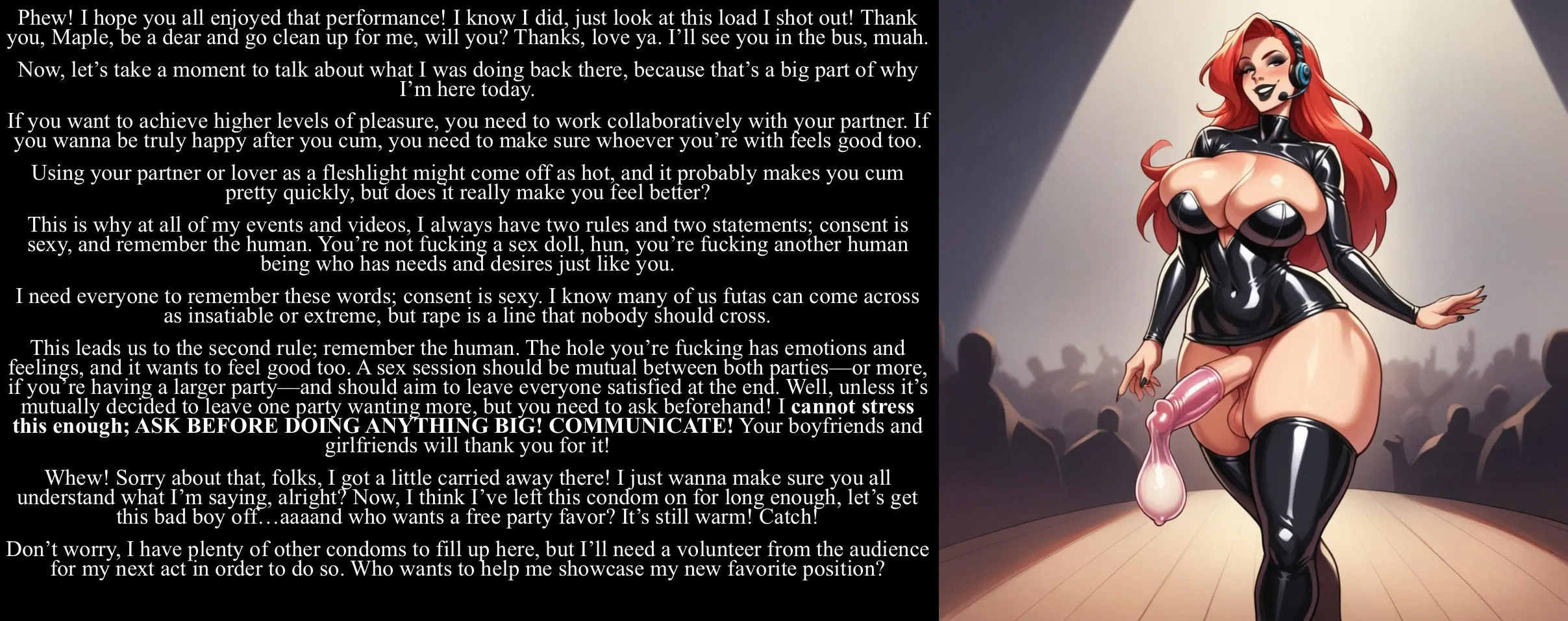 Lessons of sex with Angela Kalifa [futanari] [talk show] [consent and acceptance] [casual sex]