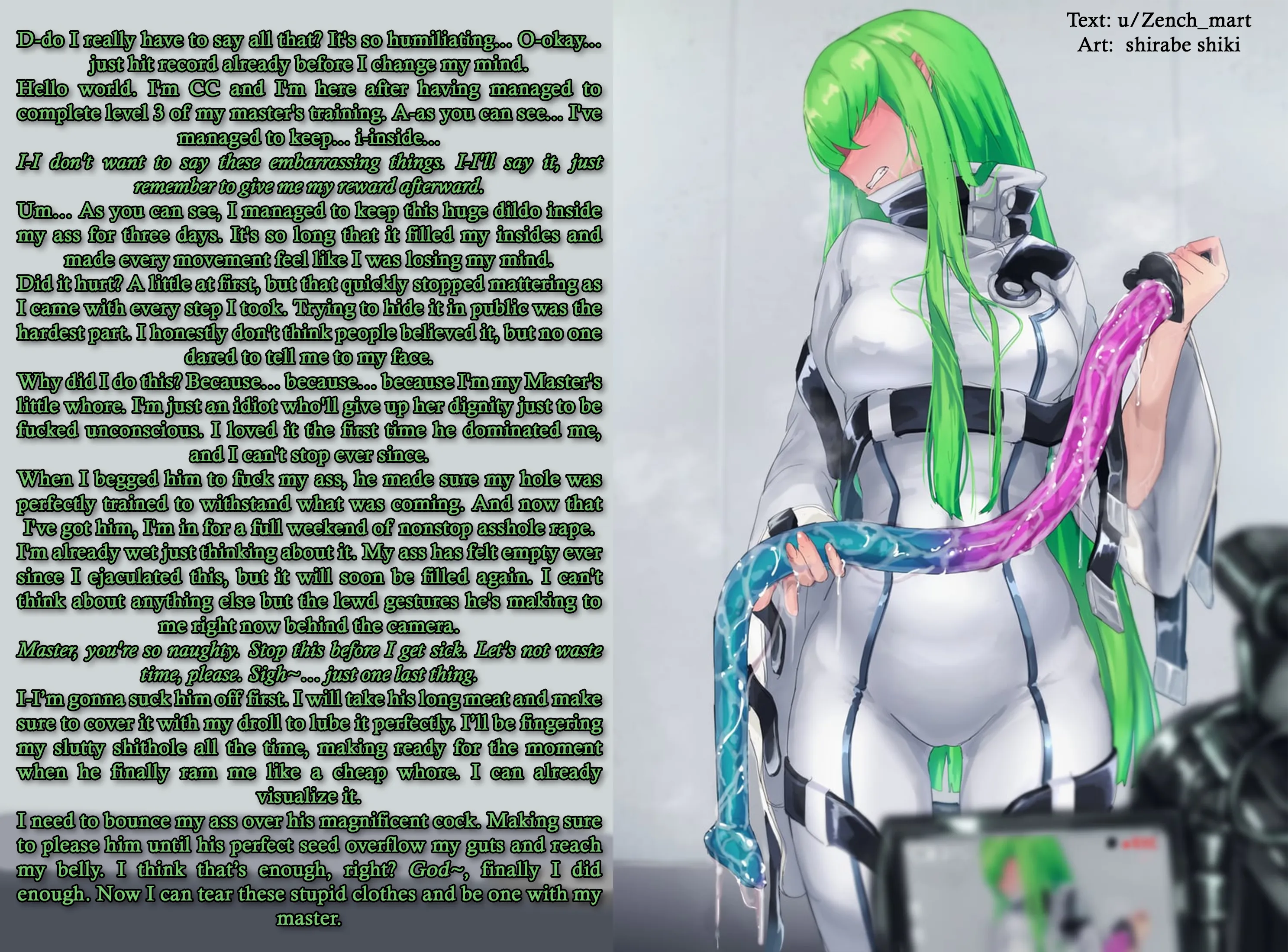 She finished her intense anal training, and now shows the evidence [Dirty Talk] [Anal] [Massive dildo] [Mind break] [Female POV] [Video recording] | Art: shirabe shiki