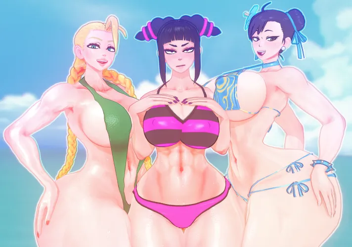 Cammy, Juri and Chun-li by kiminodonuts