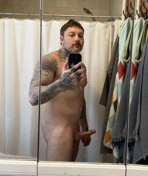 Side profile before a shower