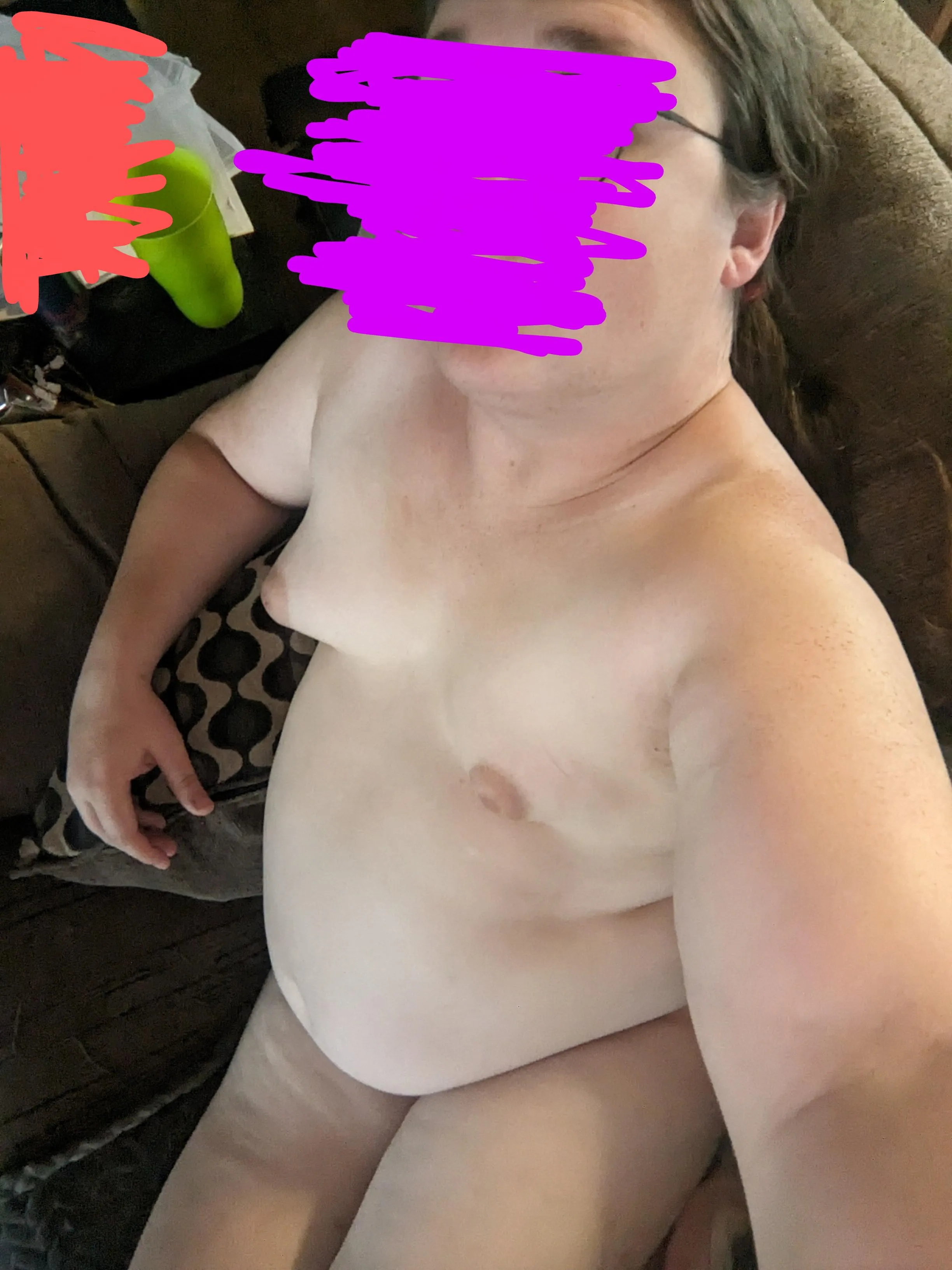 Relaxing at home after cooking some Chile Verde au natural (trans-fem)