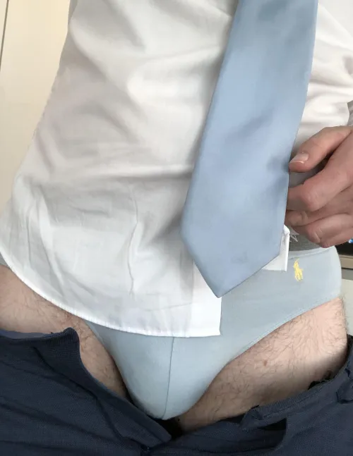 Client meetings meant I was back in a suit today. It was a day for the reliable RL blue briefs, I rarely go more than a fortnight without wearing these. I really should have bought more than one pair.