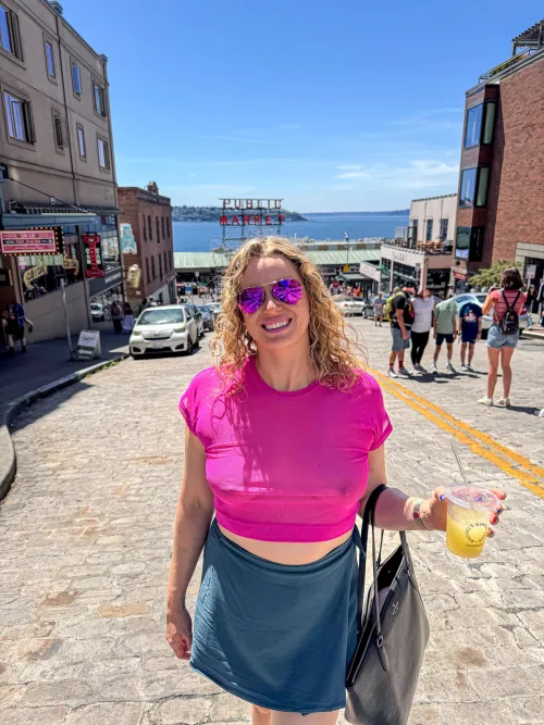 Walking around in my slutty sheer top 🩷