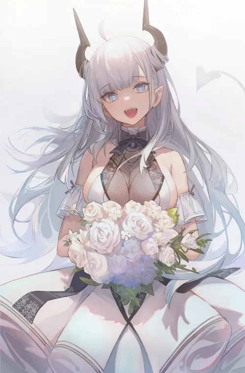 cute wedding dress demon girl [original]