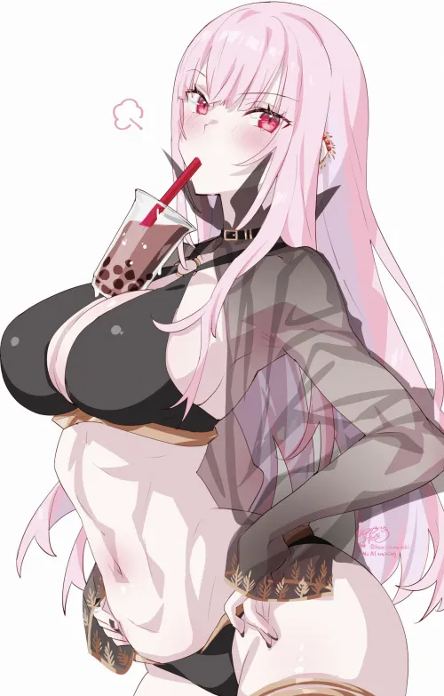 Calli doing the boba challenge