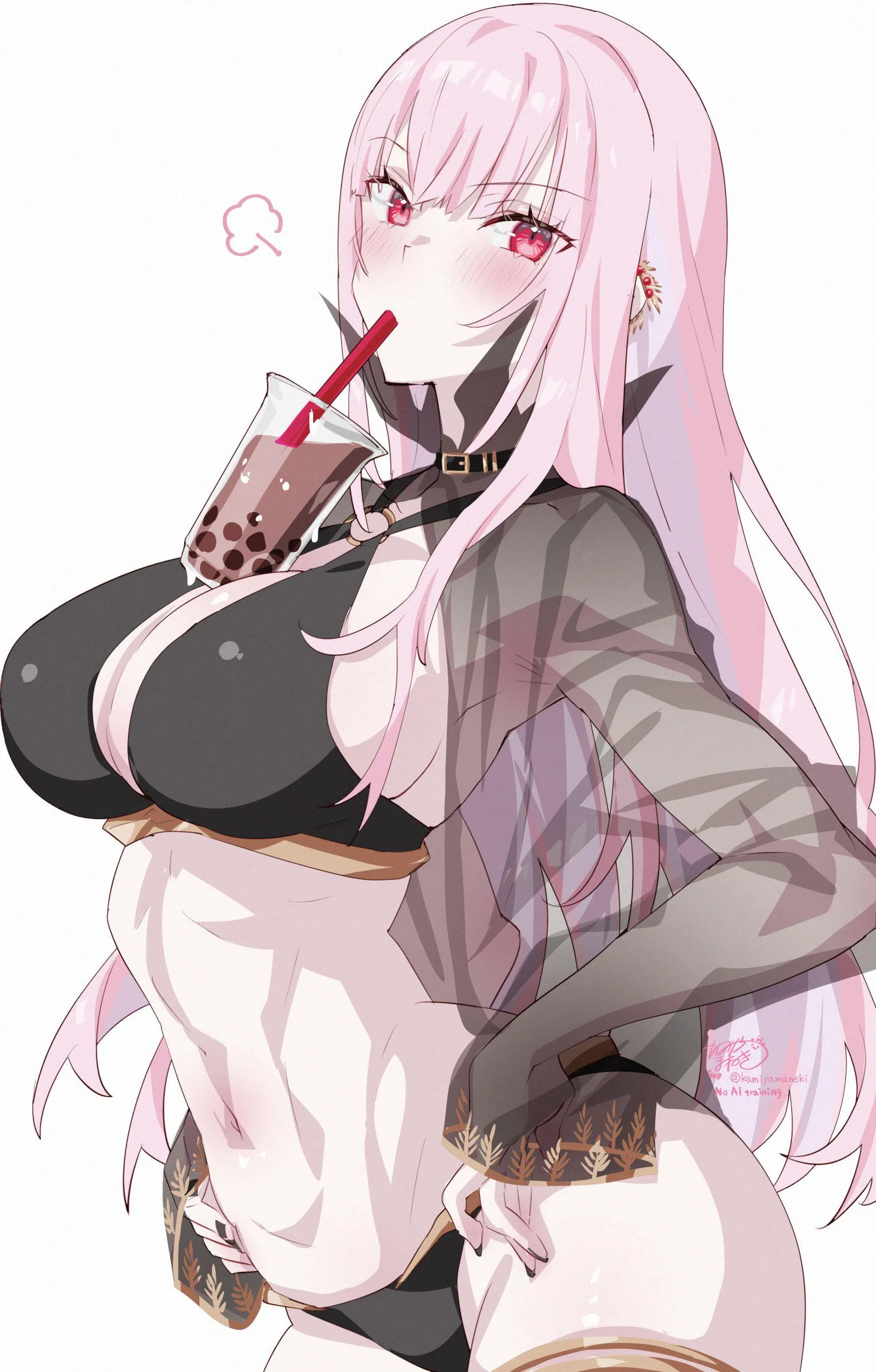 Calli doing the boba challenge