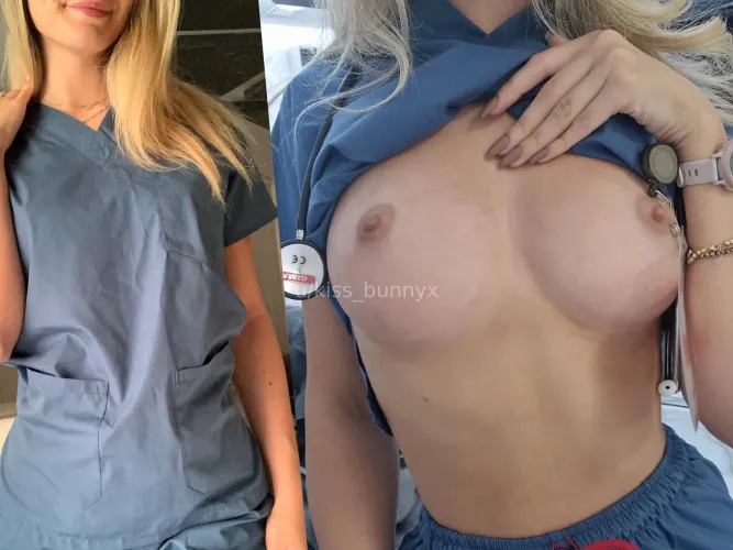 Who's up for some fun with this blonde nurse?