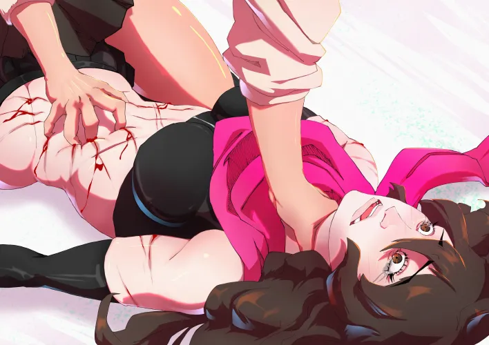 Getting belly clawed by another girl