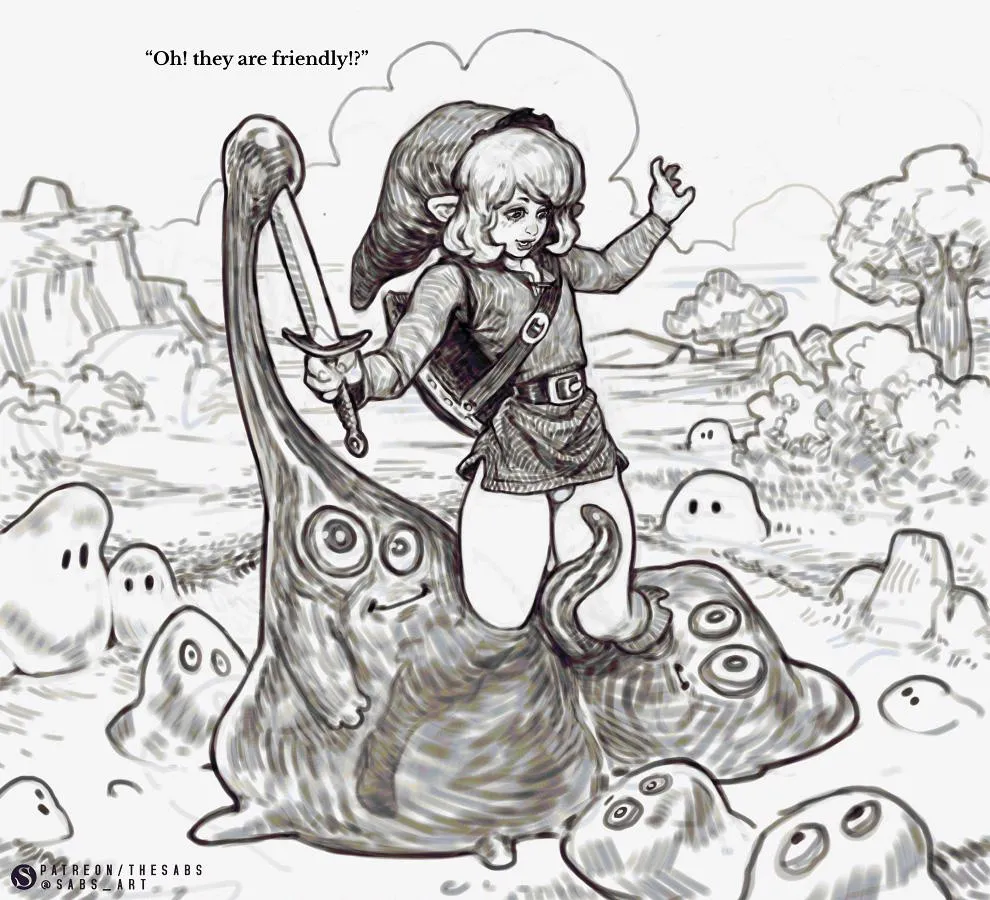 Link and his slimy friend (Sabs)