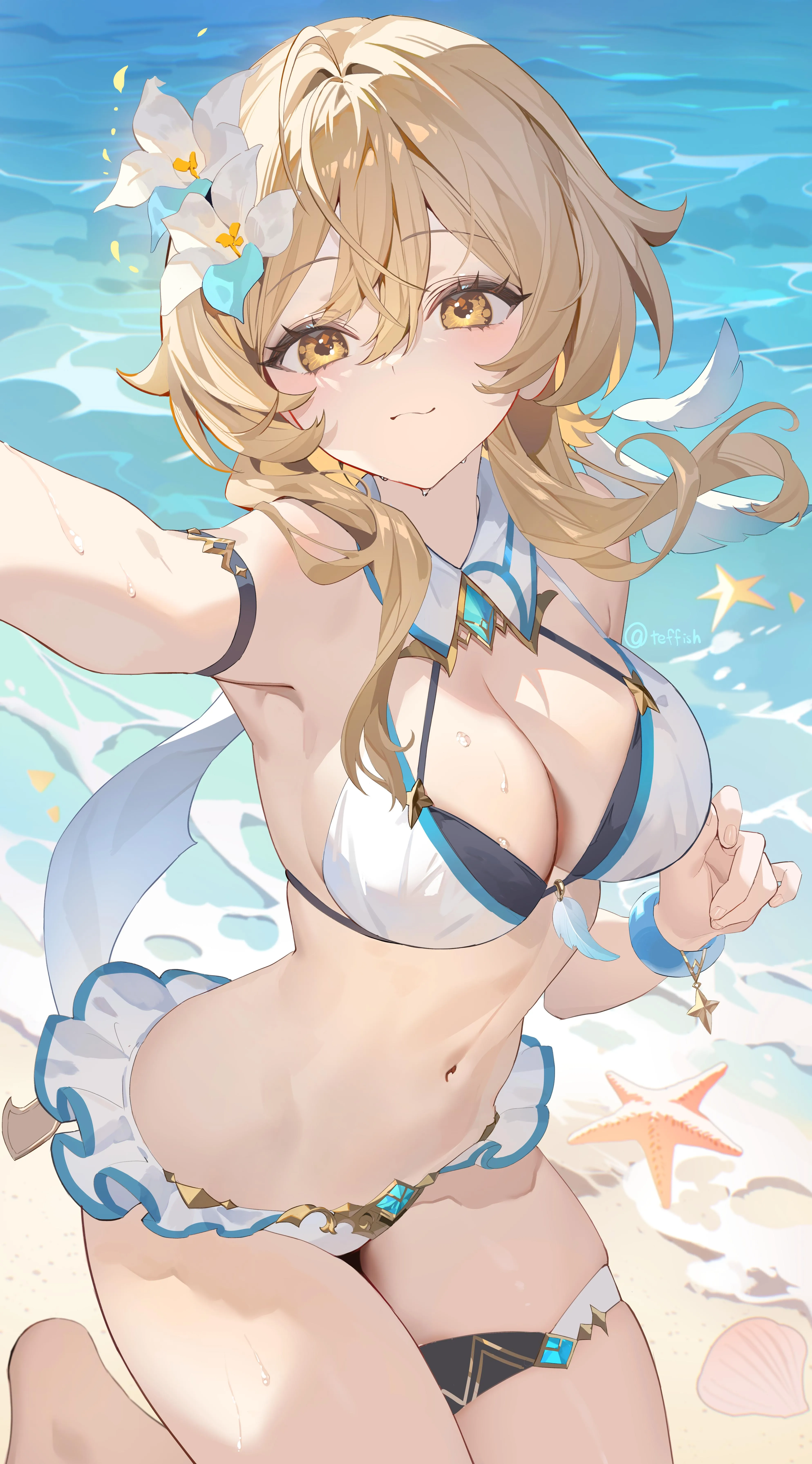 Lumine showing her cool swimsuit [Genshin Impact]
