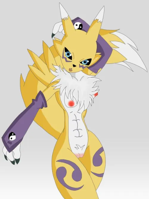 Fluffy Buff Renamon looking adorable (SuzuHotaruVt)