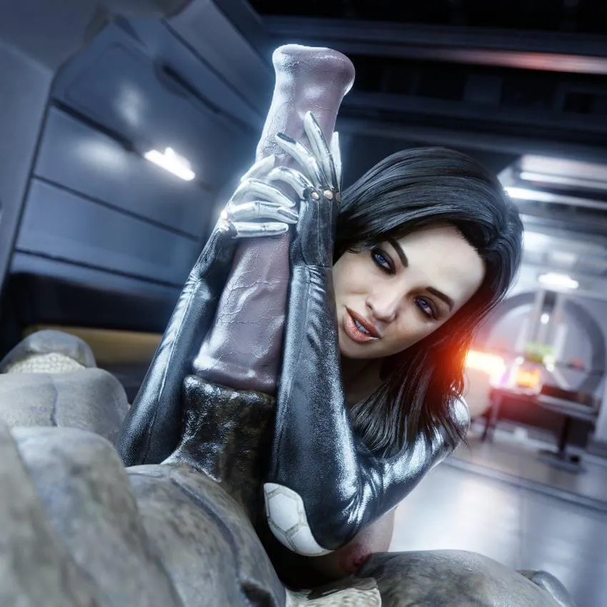 Miranda is worshipping krogan cock like a good slut (Art by stephanie23)