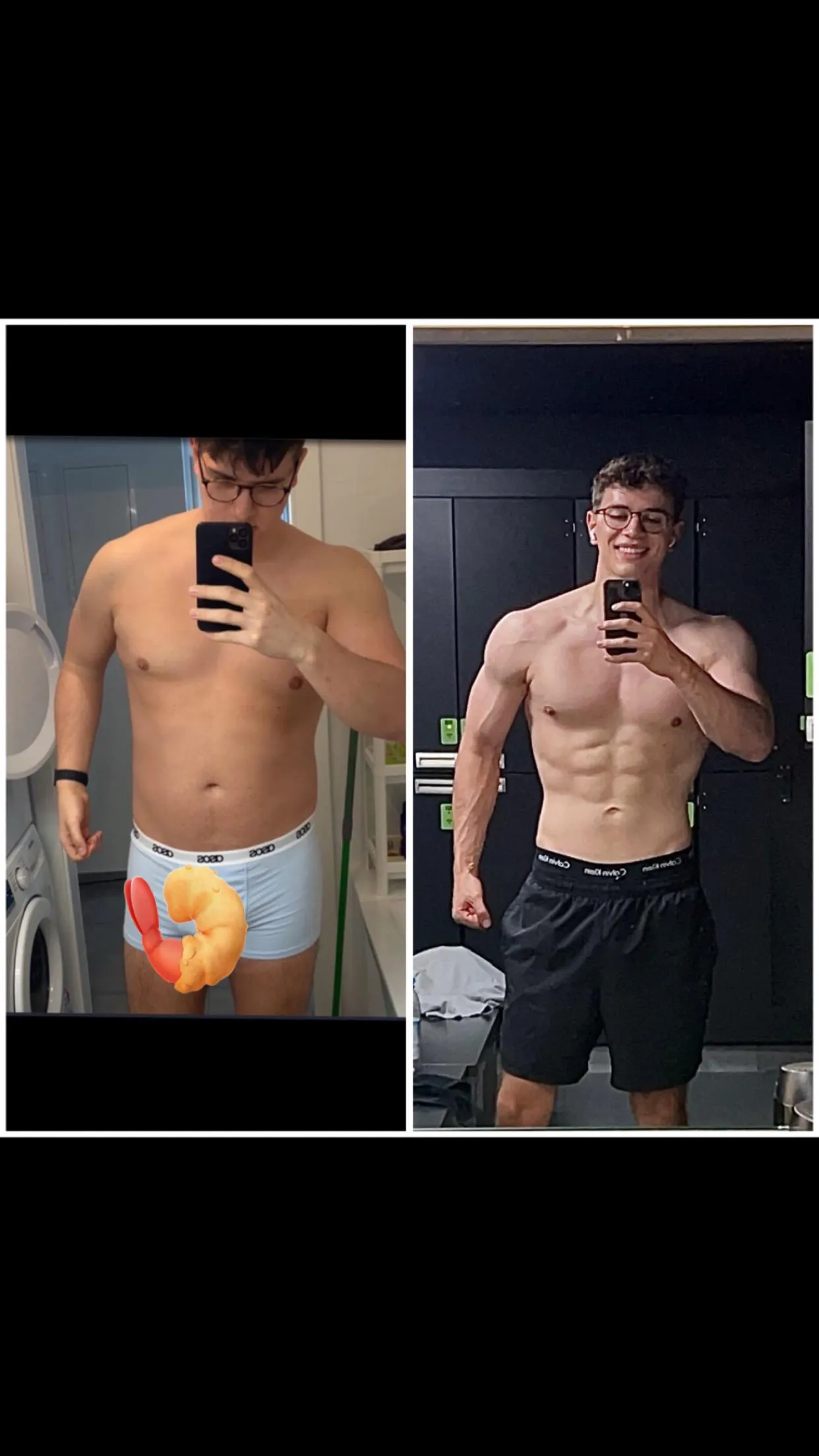 M/24/6’5 [255lbs -> 198lbs] 3 years difference