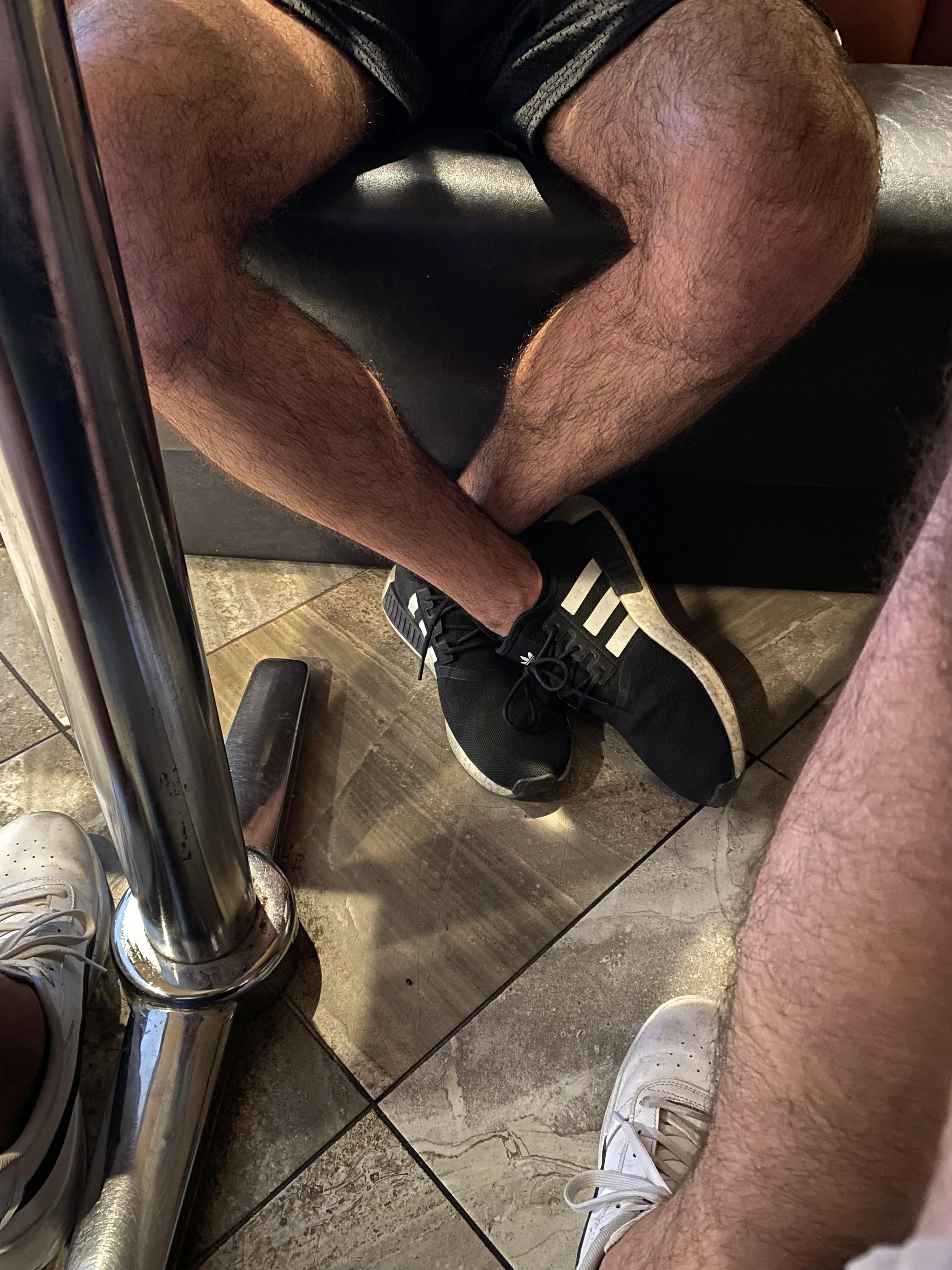 Went to lunch with a bro. Was hot feeling our hairy legs brush under the table.