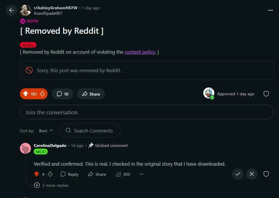 It's so strange the July 4th nip-slip post was deleted by Reddit, so what exactly can be even posted?