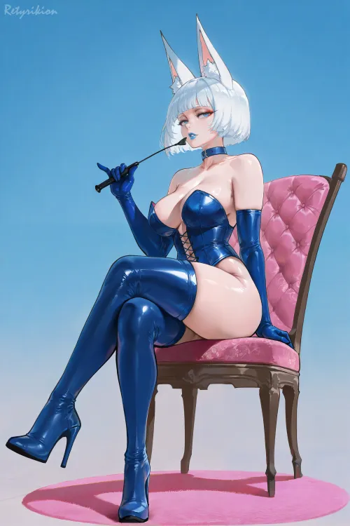 Kaga: Blue Latex Domme