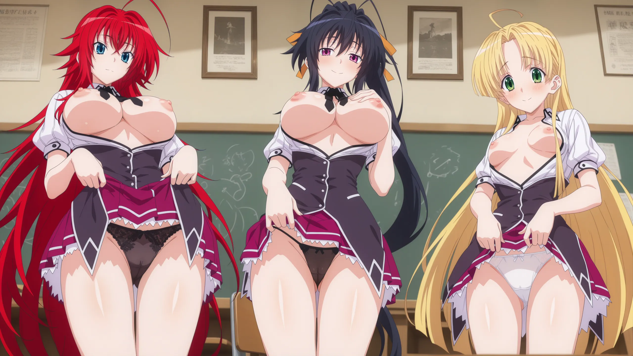 (2560x1440) Distracted by Highschool DxD girls in class