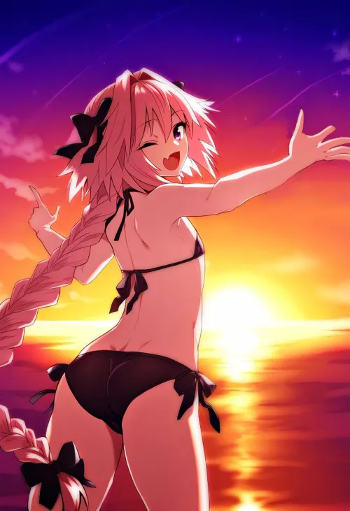 Astolfo enjoying the sunshine in his bikini 🖤