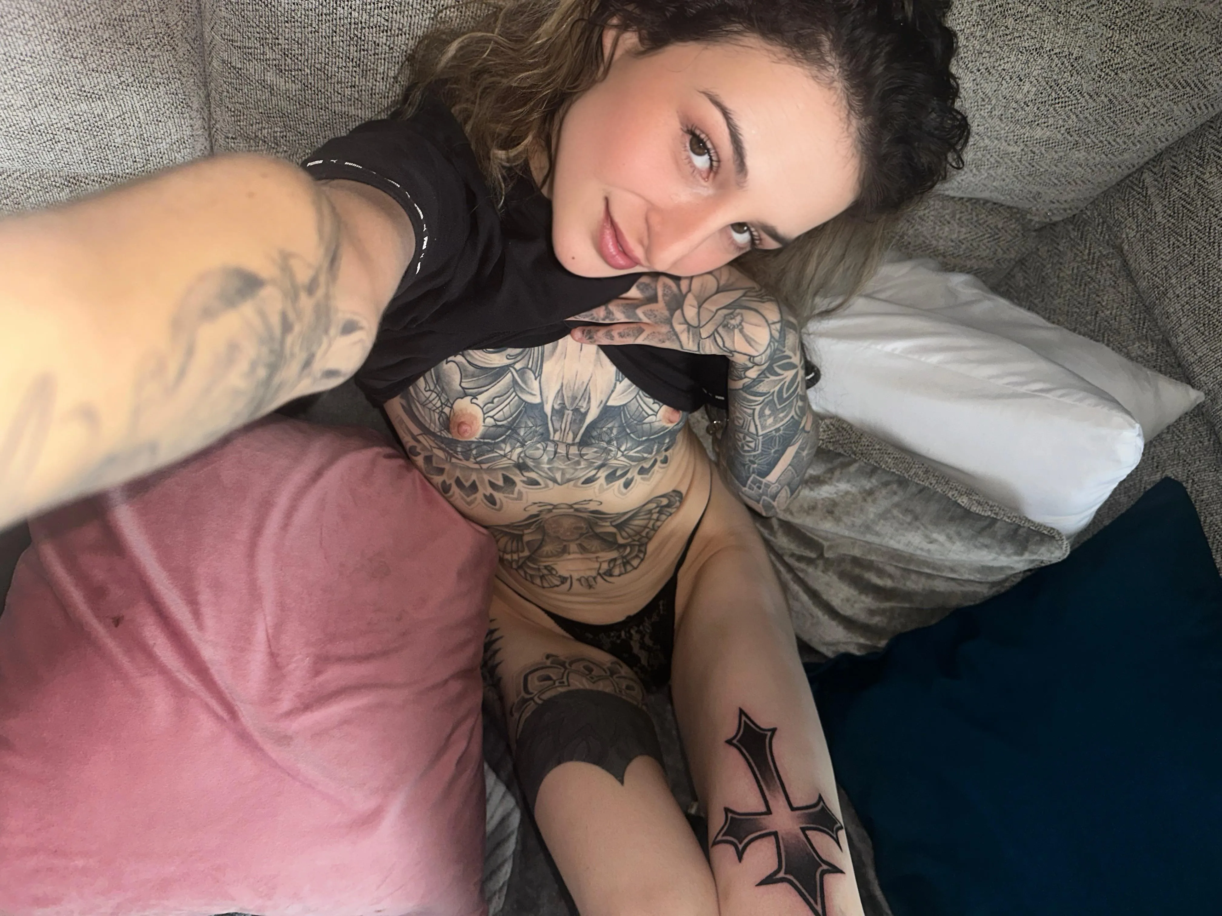 Naughty tattooed British baby doll