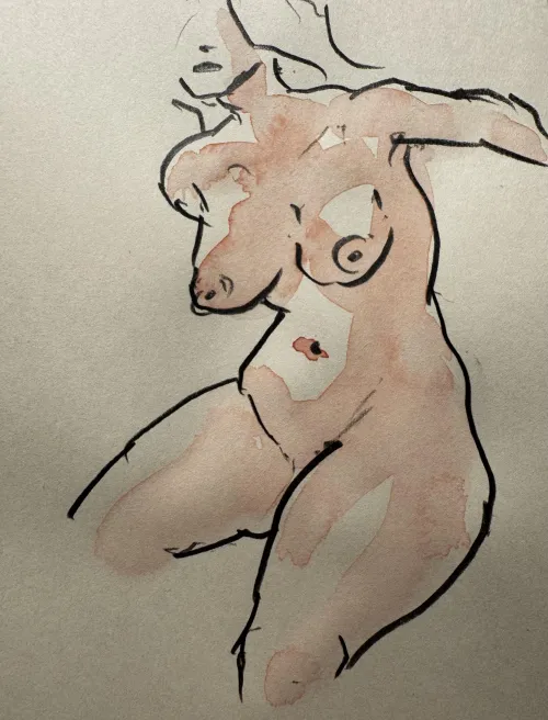 Pink study 12, watercolor by me