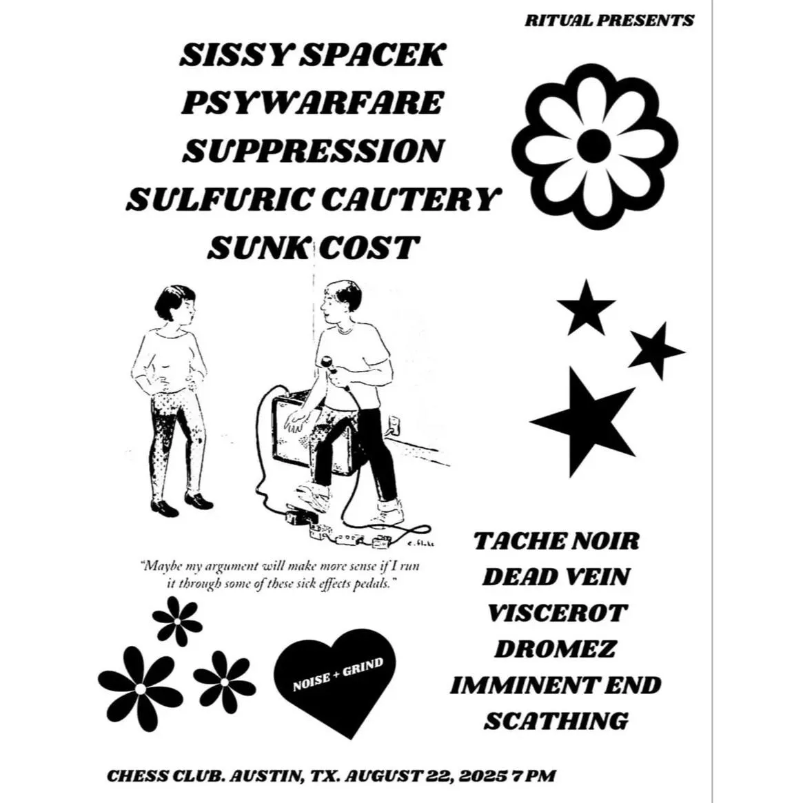 Sissy Spacek, Psywarfare, Suppression, Sulfuric Cautery, and Sunk Cost coming to Austin, Texas