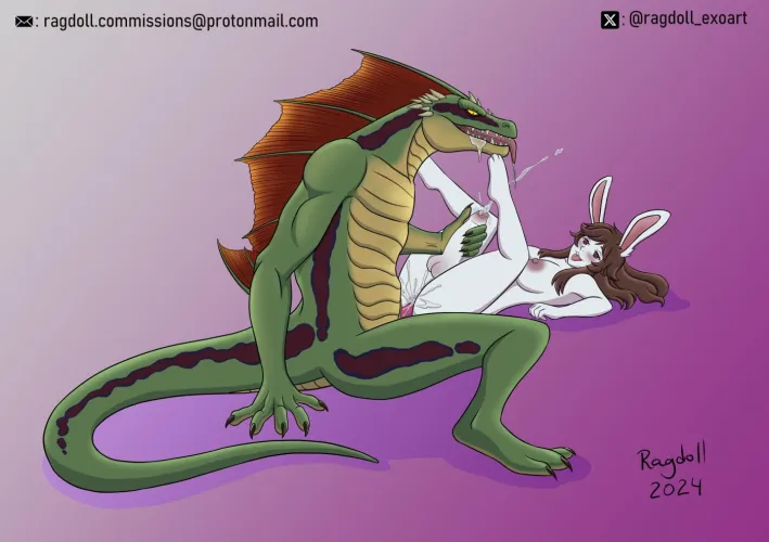 Lizardman and futanari bunny (ragdoll_exoart)