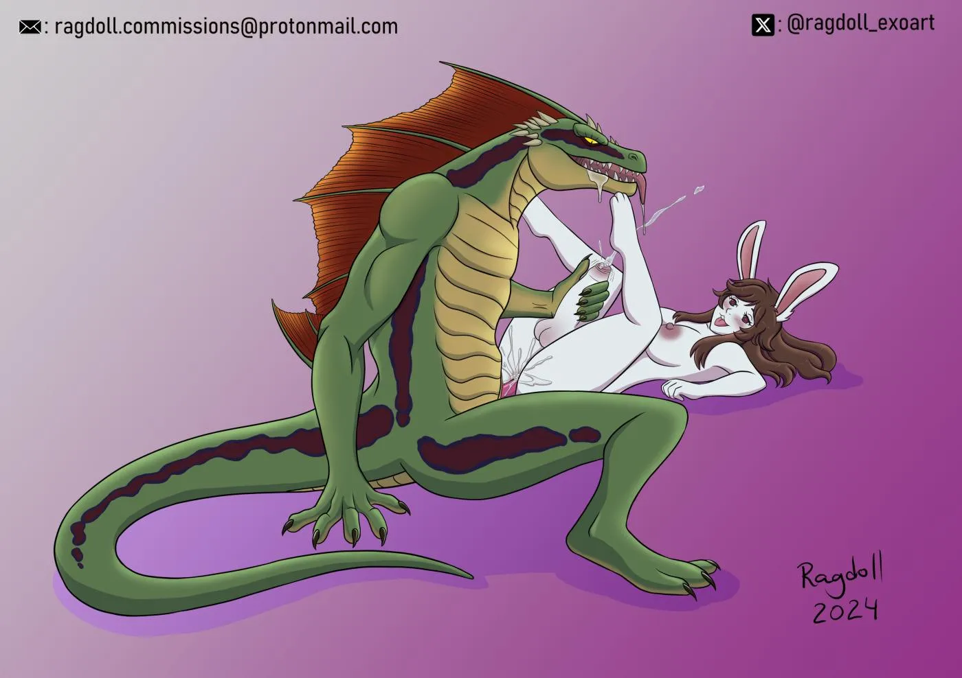 Lizardman and futanari bunny (ragdoll_exoart)