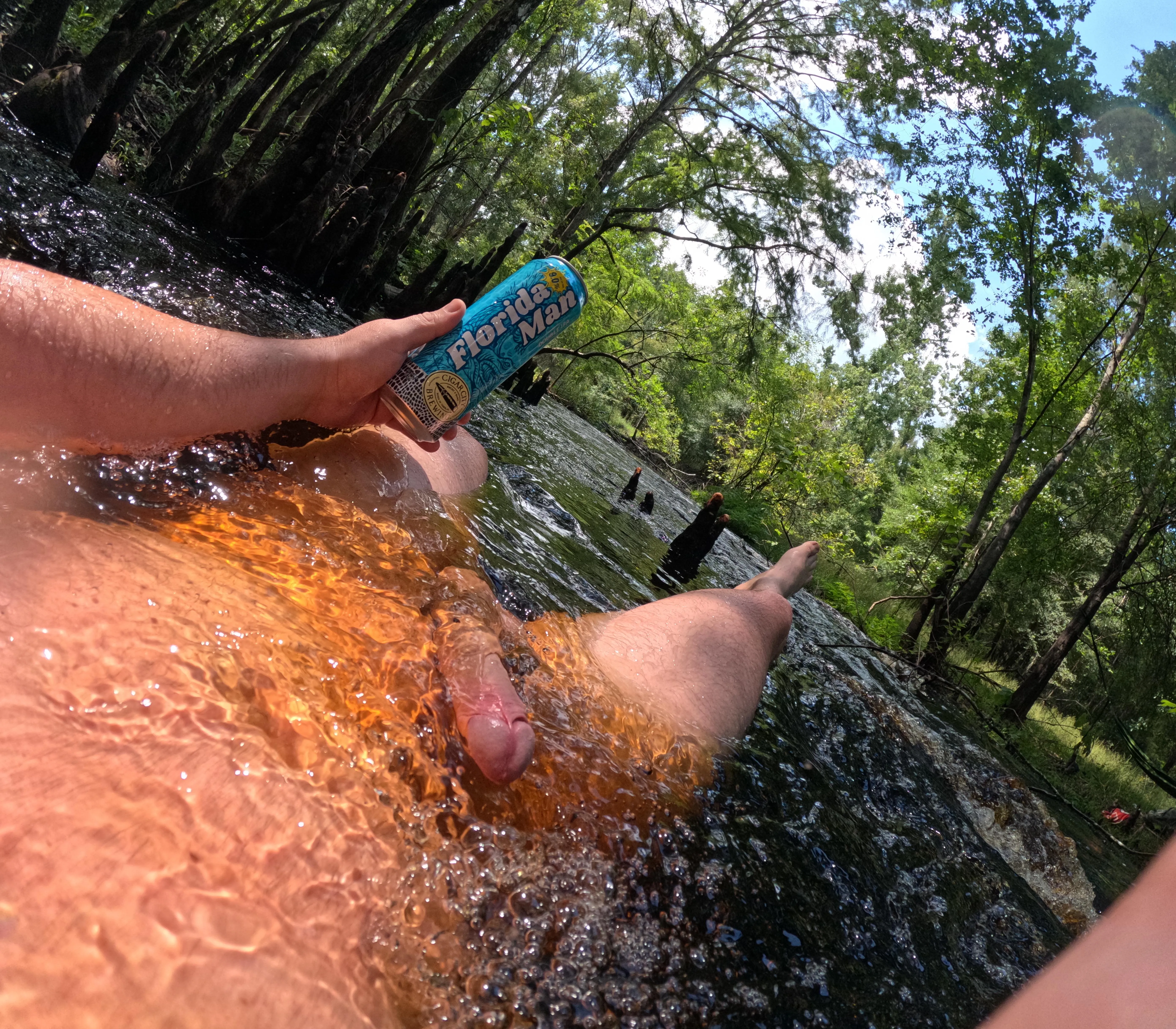 Monday afternoons and skinny dipping with a beer pair well together