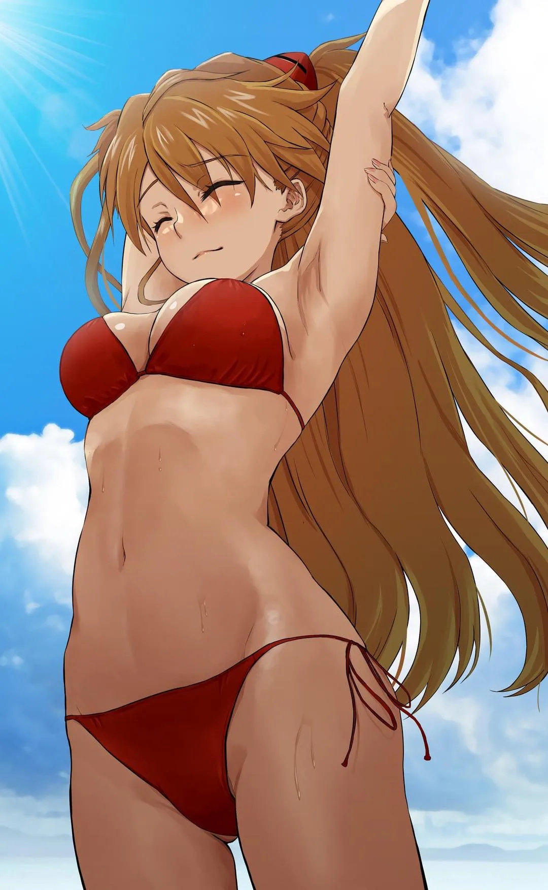 Asuka stretching in the sun