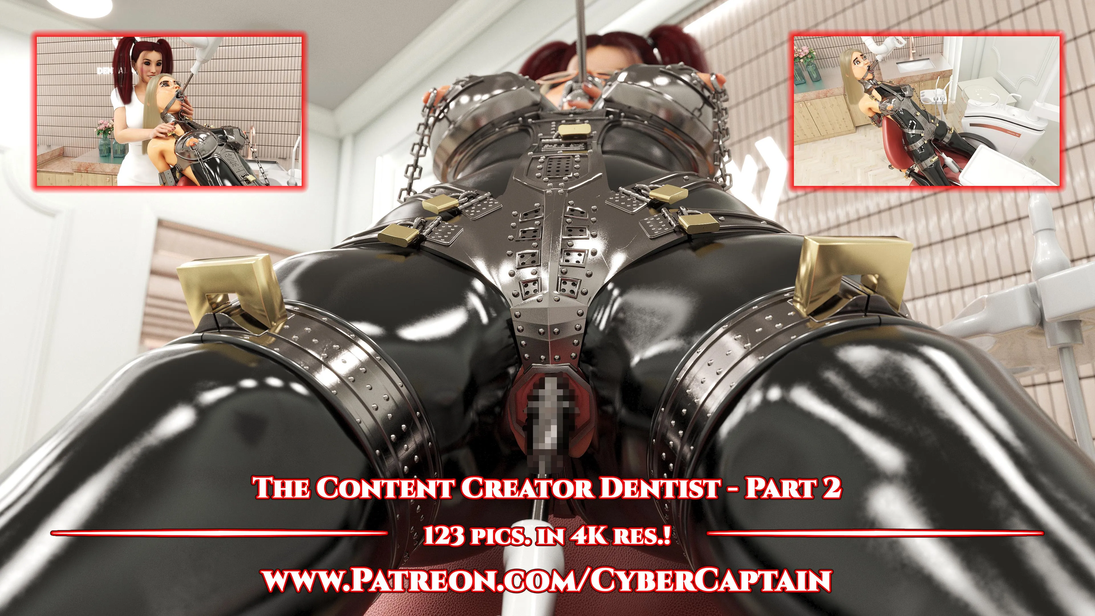 Cute Teen Captured by Dentist - BDSM Metal Bondage and Latex Fetish