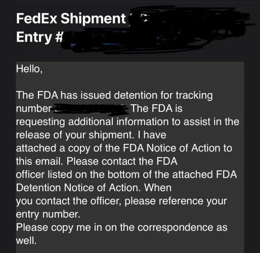 FDA Detention - FedEx
