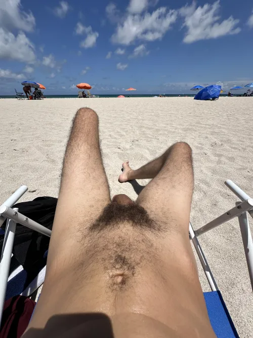 My pubes on full display at the beach