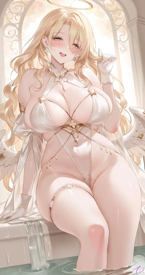 Revealing clothes and soaking her feet (藤蝶.)