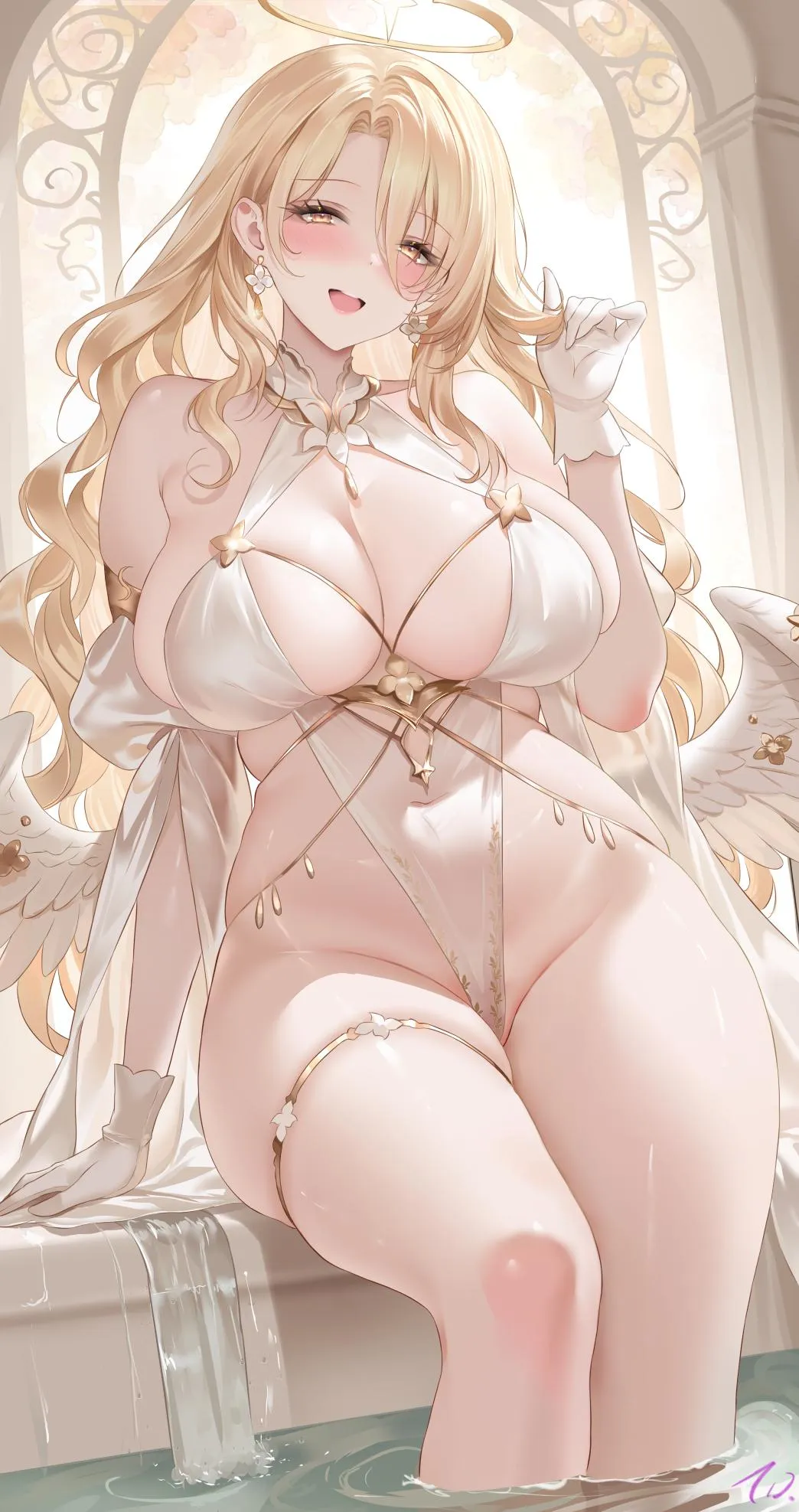 Revealing clothes and soaking her feet (藤蝶.)