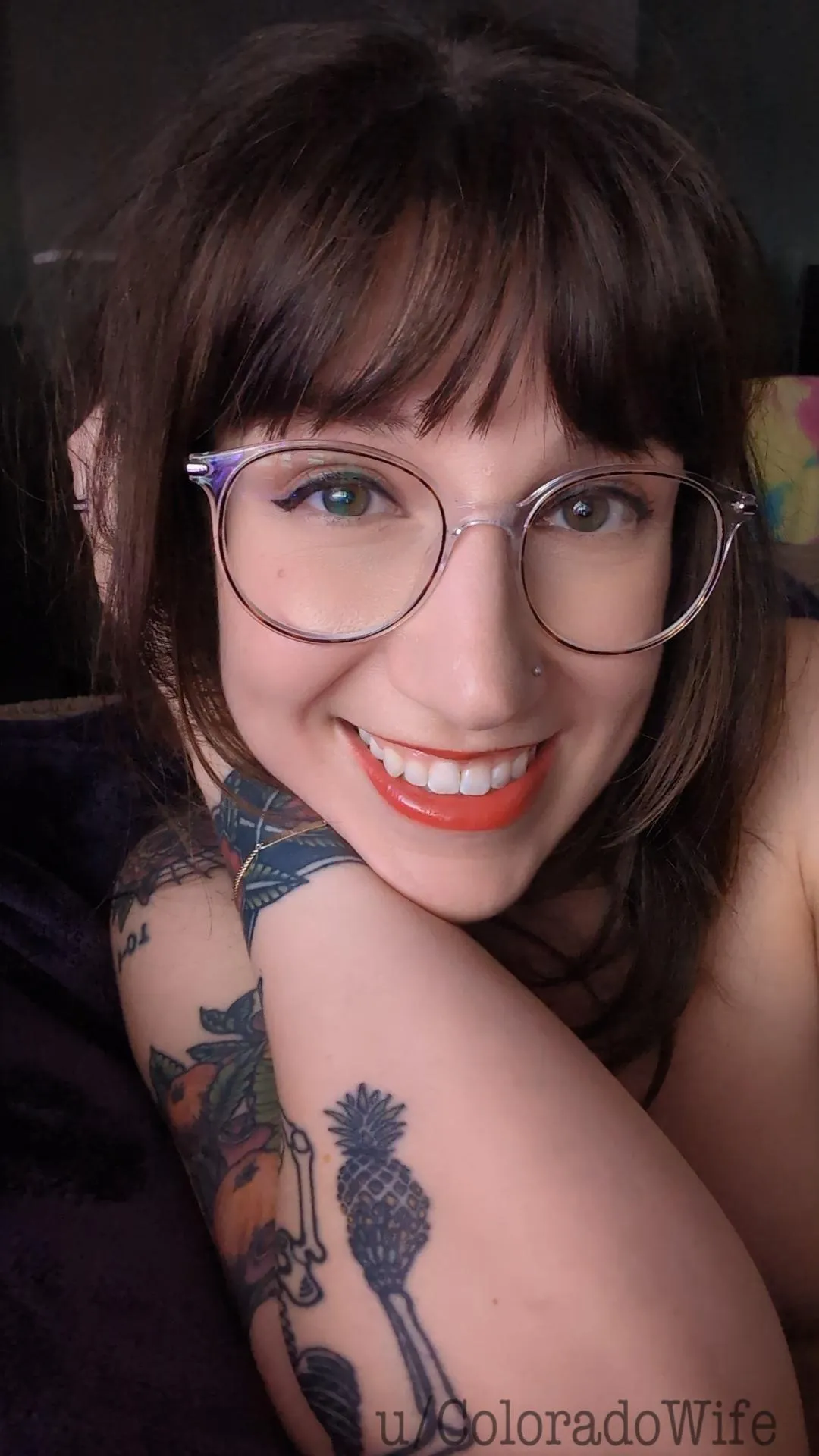 Finally found my look and it's bangs, tats, and glasses