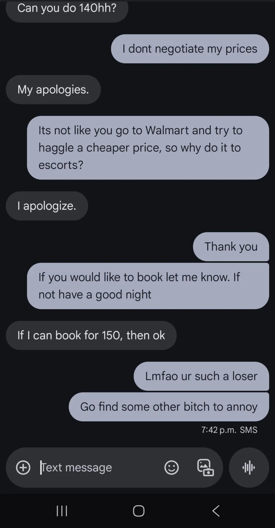 He apologized for haggling and then proceeded to haggle again💀