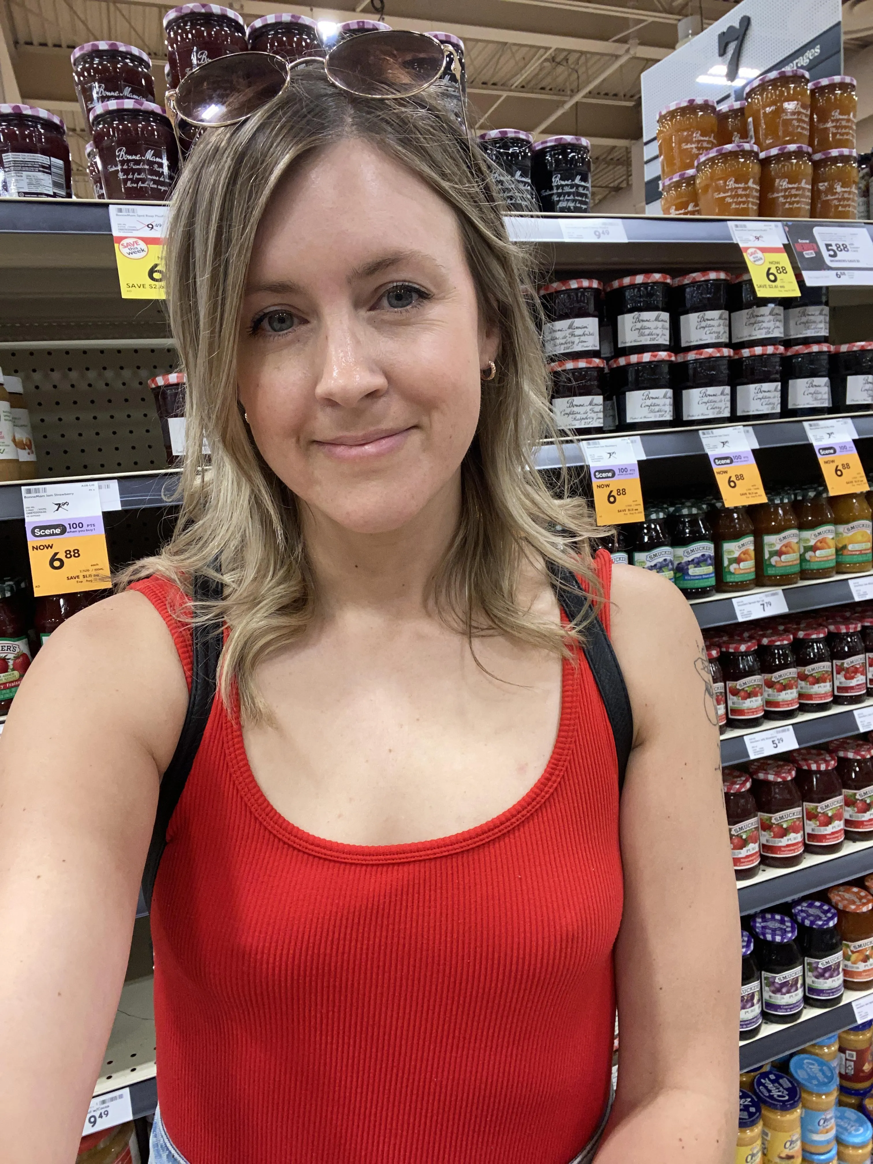 Just over here in the jam aisle… trying to figure out if I’m sweeter than the shelves