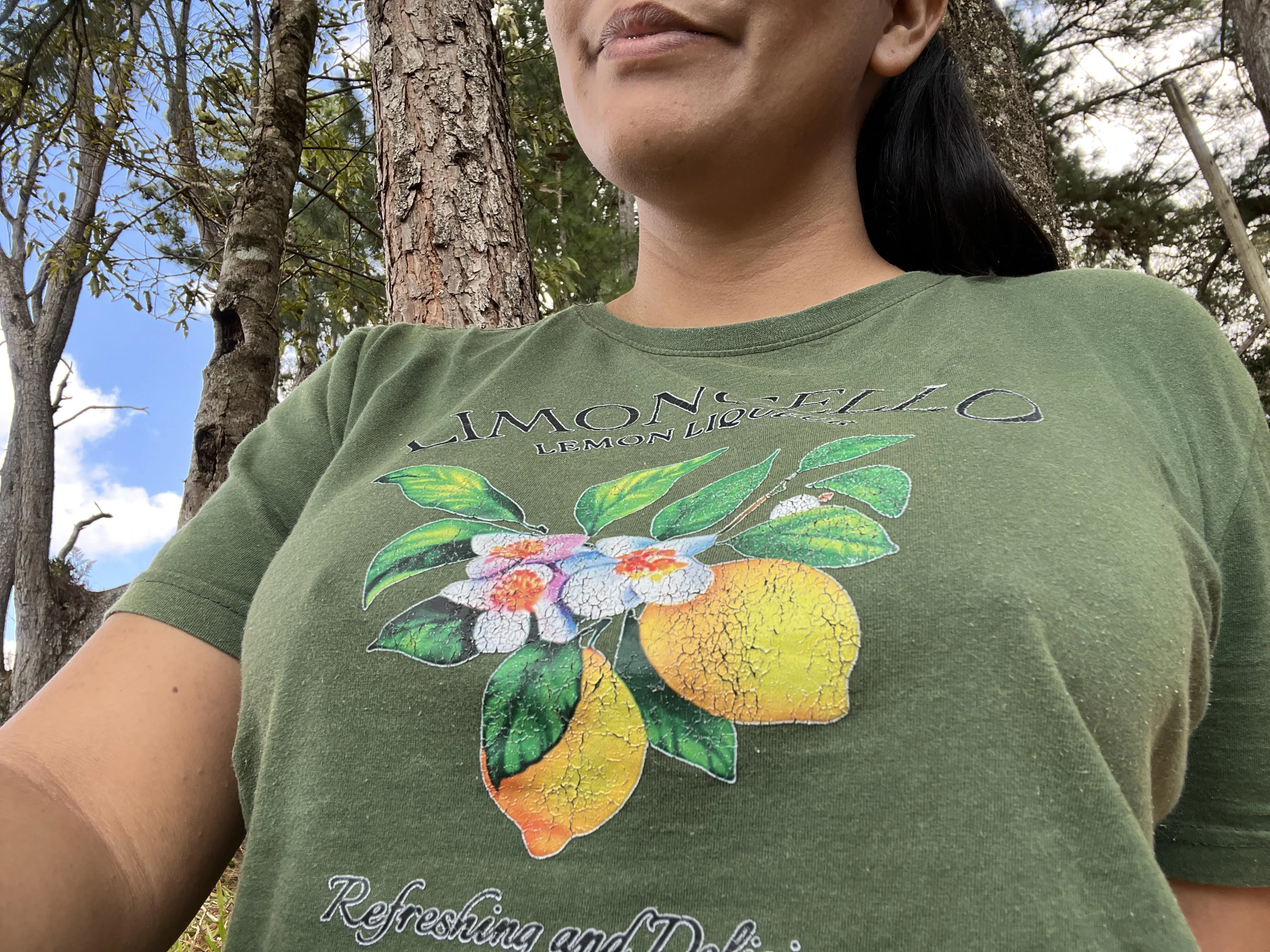 No bra today in the public park