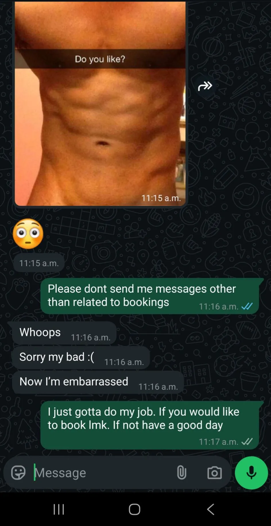 (TW: CLIENT SENT A PIC) Why is he trying to pin this on me lol