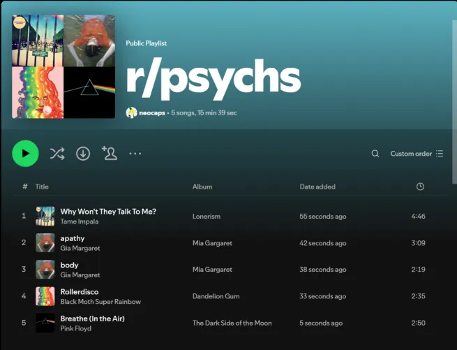 I wanna make a trippy playlist for my next trip feel free to add some trippy songs