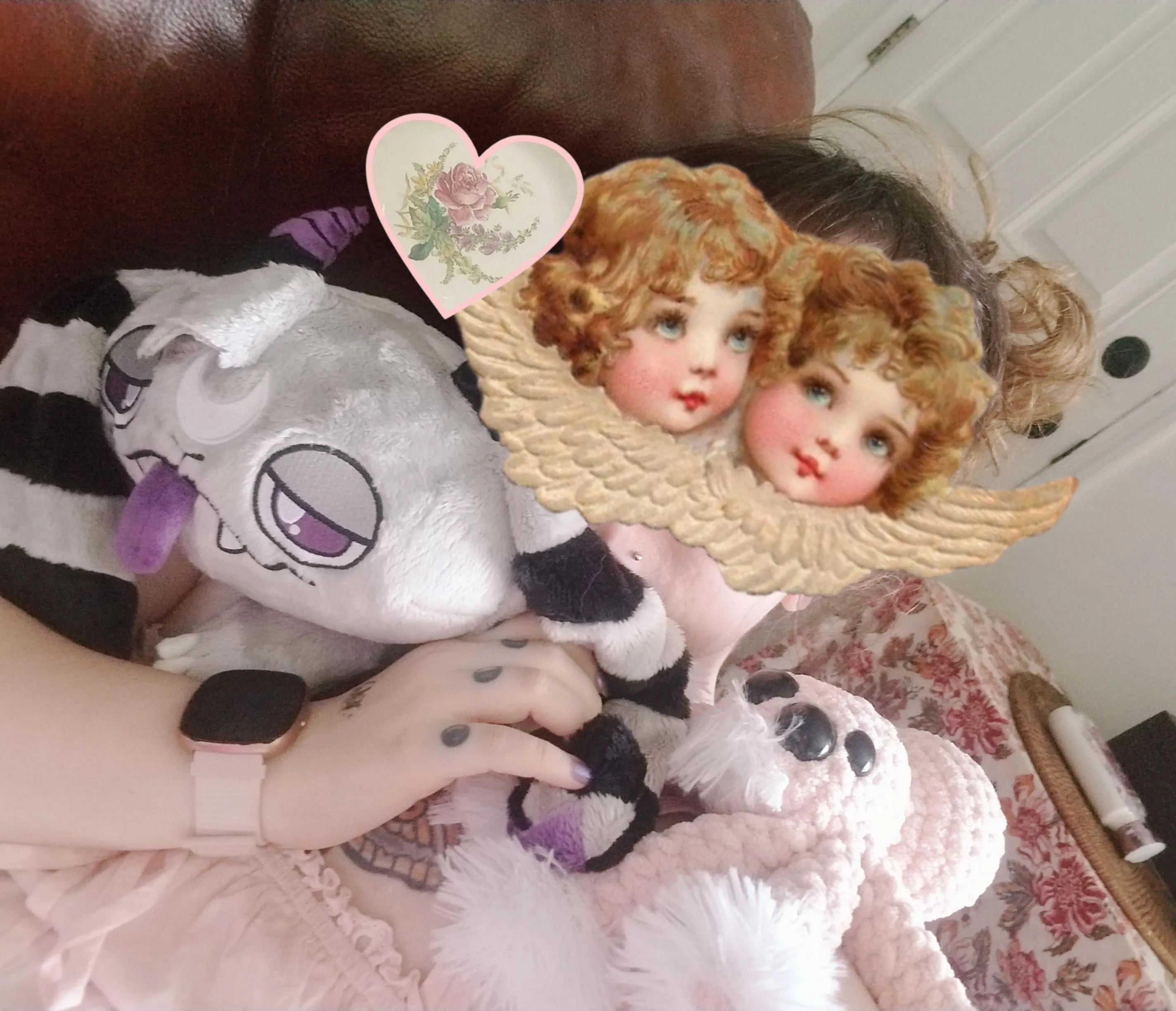 me an my new stuffies i got at the oddities expo!